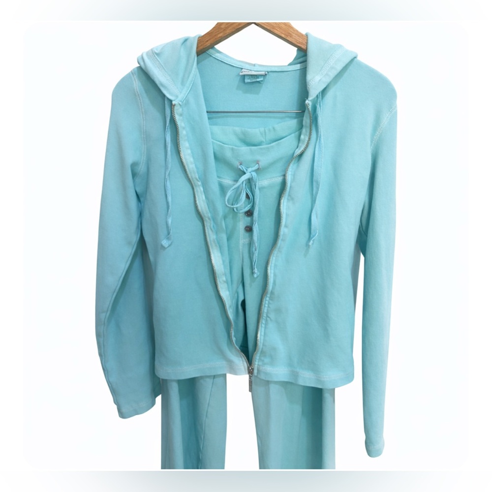 City Lights Y2K Turquoise Track Jogger Set – Made in USA, Women’s Small